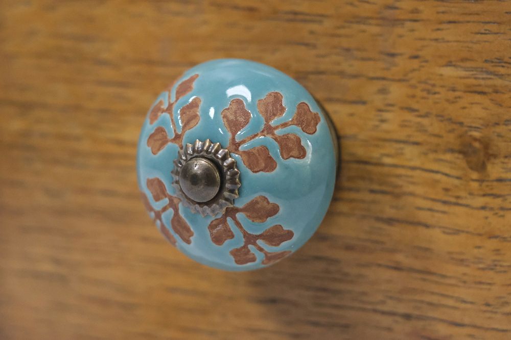 ターコイズ・セラミックノブ 陶器 引き出し、戸棚に取り付け可能の取っ手 プルノブ つまみ