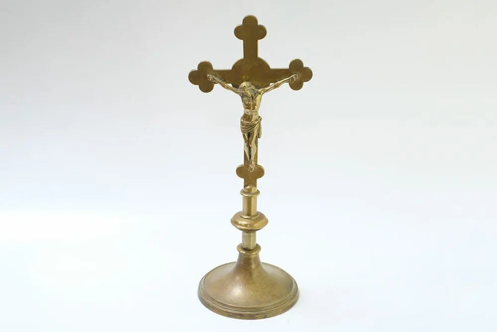 アンティーク十字架BRASS フランス 真鍮製宗教小物 アンティーク雑貨