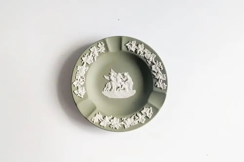 ヴィンテージ WEDGWOODジャスパーアシュトレイ イギリス 珍しい緑の灰皿