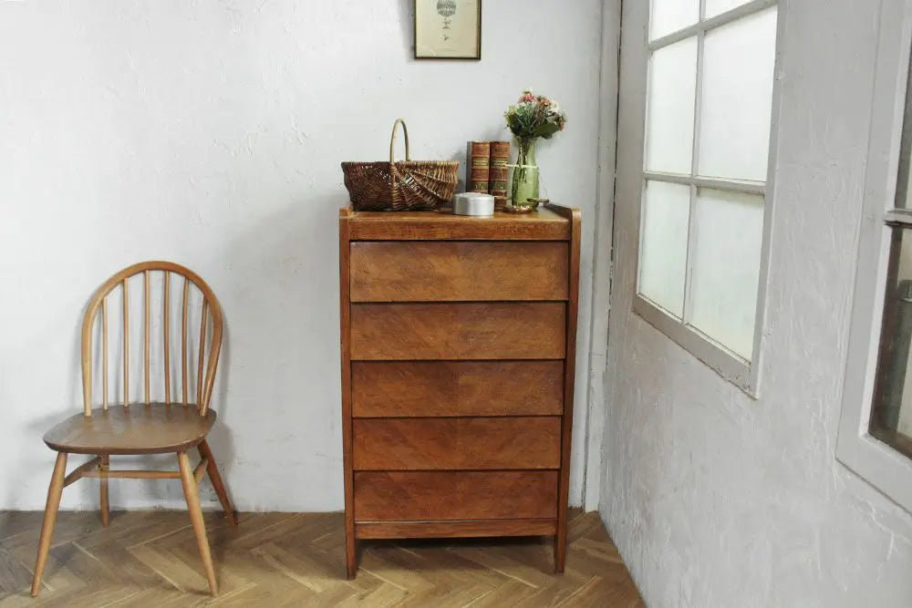 ヴィンテージ ドロワーチェスト/オーク フランス デザイナーズ家具 モダンデザイン1970’/アンティーク家具
