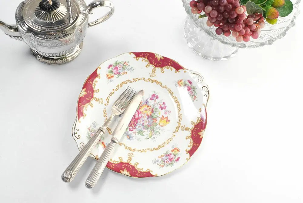 アンティーク Royal Albert B&Bプレート Canterbery 朝食用 ハンドル付きプレート