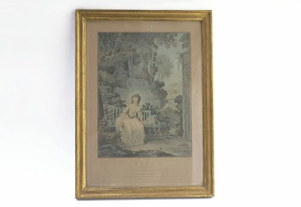 フランスアンティーク・リトグラフ 【マダム・デュガソン】1788 イタリアオペラ「ニーナ」を描いたリトグラフ