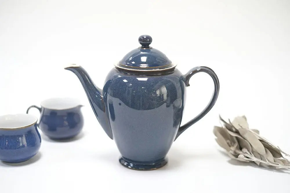 ヴィンテージDENBYコーヒーポット(チップあり)鮮やかで深いコバルトブルーが特徴的なインペリアルブルーシリーズ/アンティーク食器