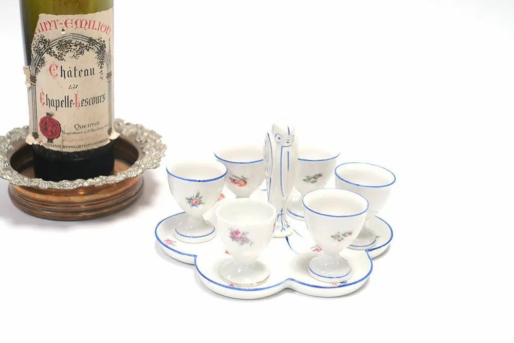 アンティーク エッグスタンド エッグクリュエット フランス 鳥 陶器スタンド/アンティーク食器
