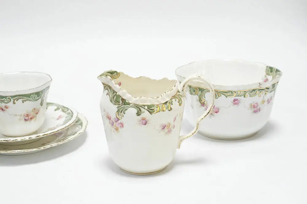アンティーク シュガーボウル&ミルクポット イギリス 1897 Crown Staffordshire アールヌーヴォー/アンティーク食器