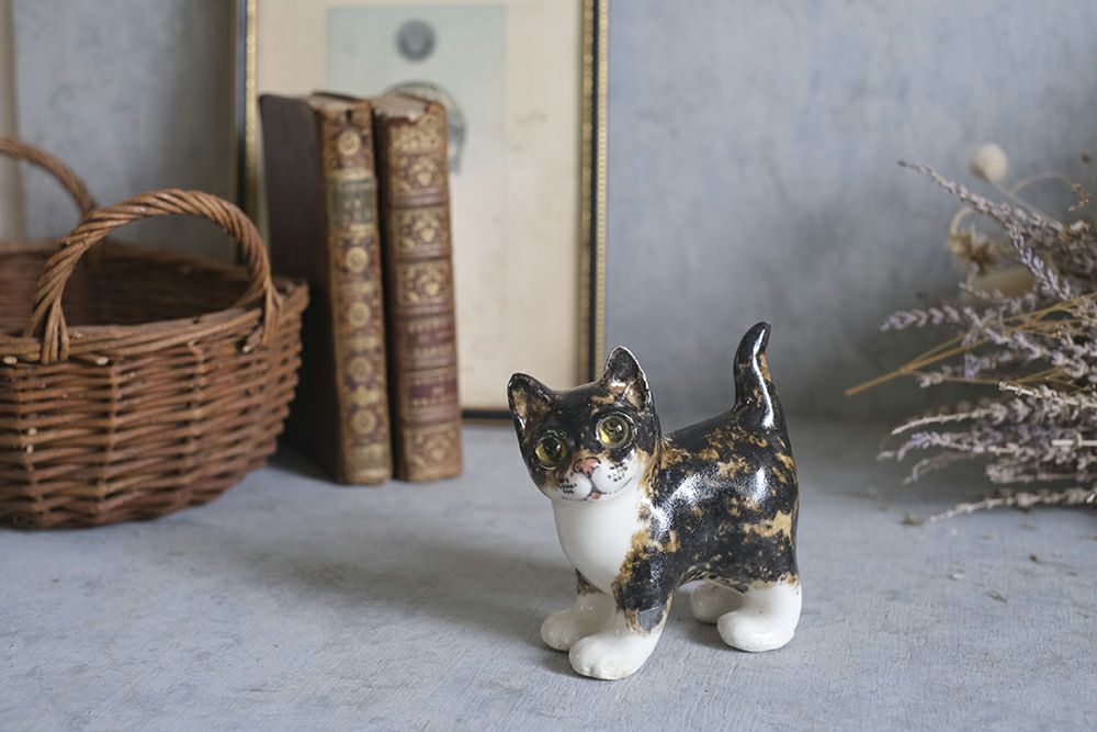 ヴィンテージ ウィンスタンレーキャット/ケンジントンキャット・サビ猫 三毛猫 子猫 イギリス 陶芸作家Jenny Winstanley 置物