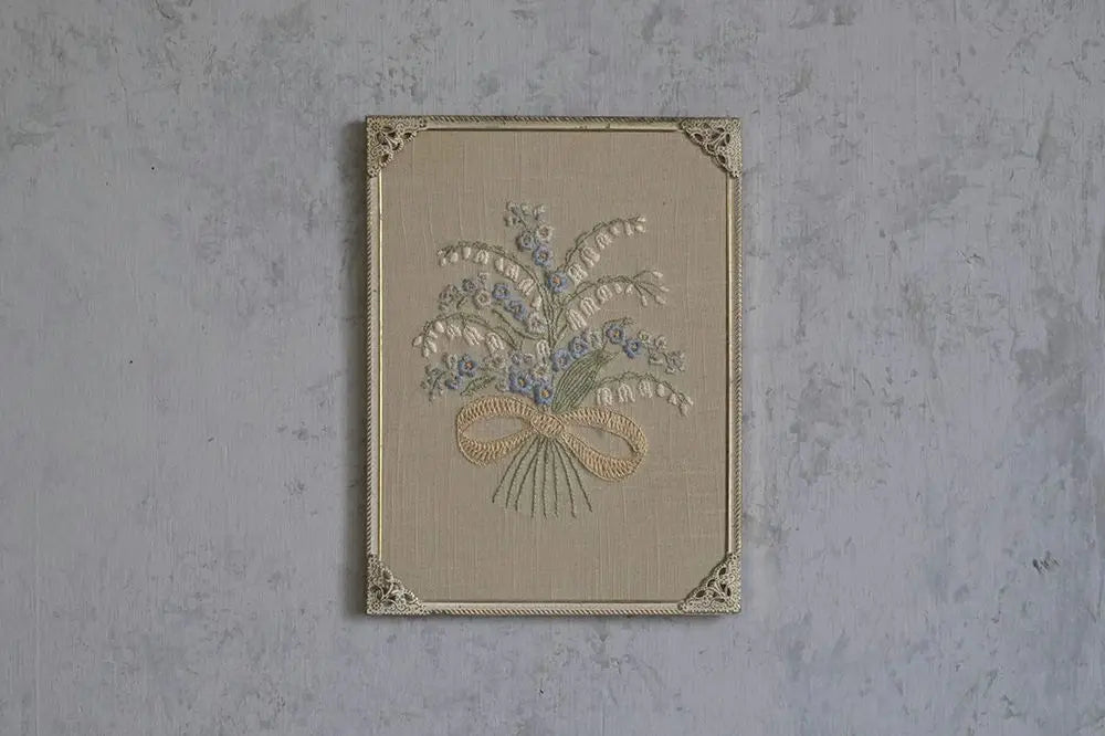 ヴィンテージピクチャー 花の刺繍絵 イギリス