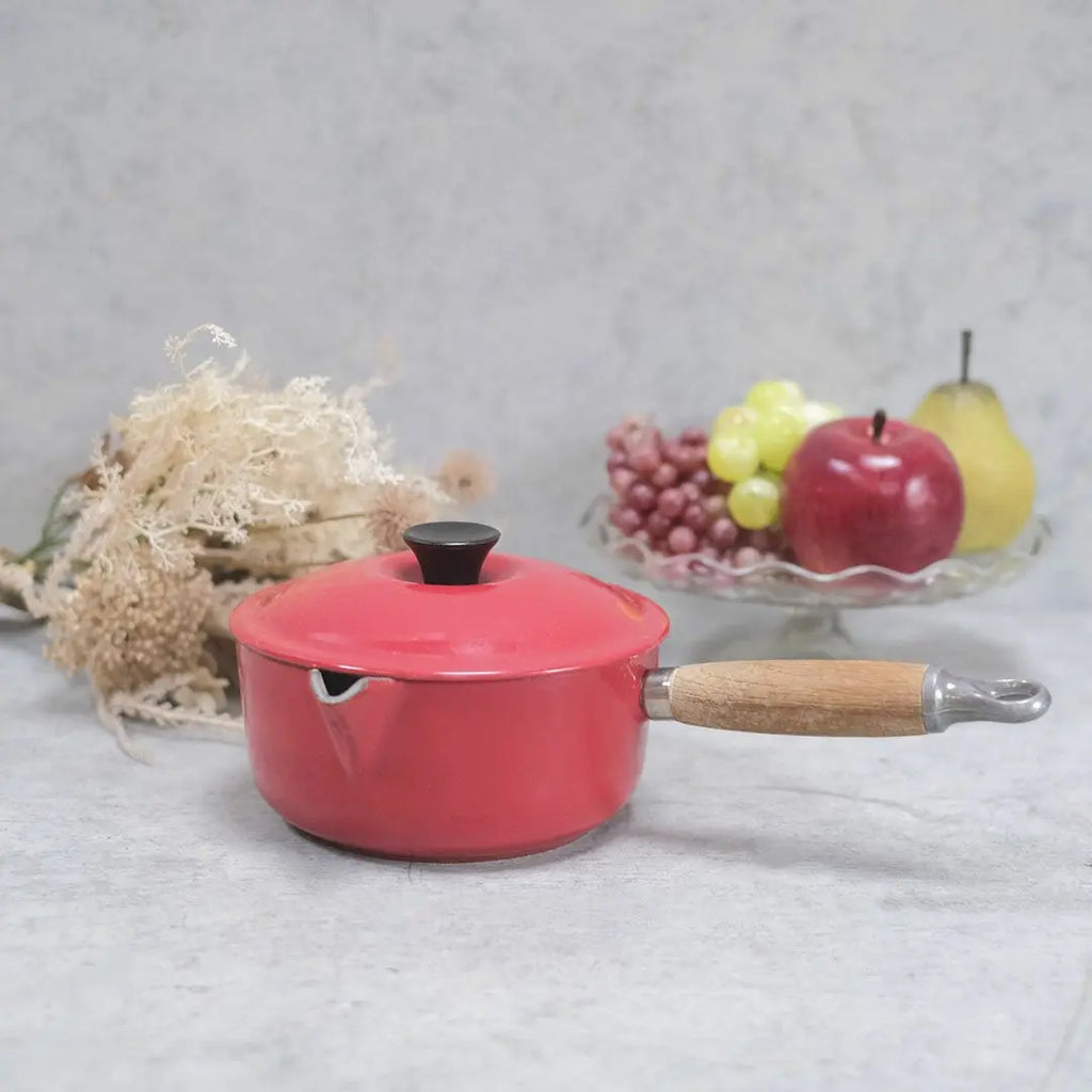ヴィンテージ Le Creuset(ルクルーゼ)鍋 赤 片手鍋 フランス S