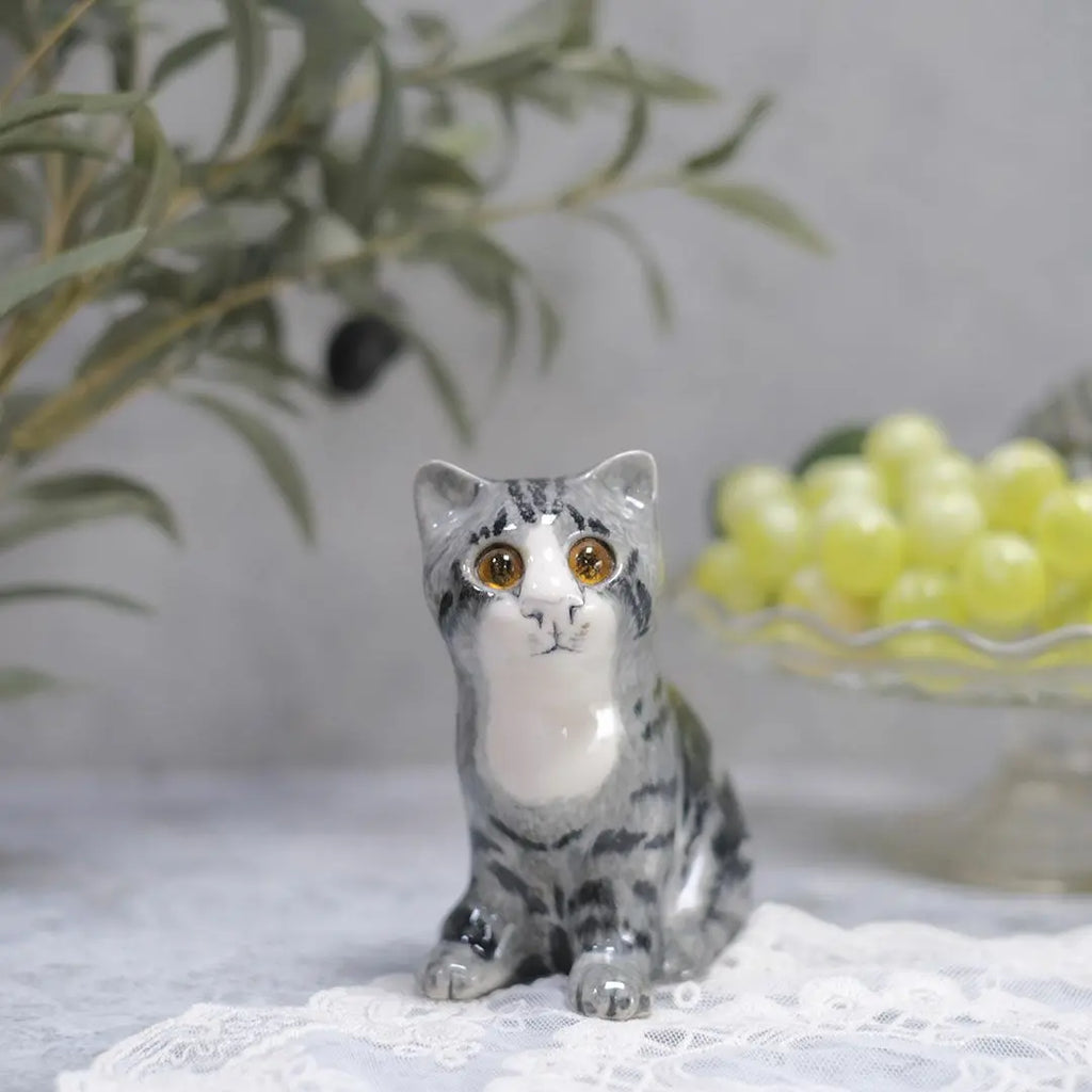 ヴィンテージ ウィンスタンレーキャット/ケンジントンキャット・子猫 silver tabby サバトラ イギリス 陶芸作家Jenny Winstanley 置物