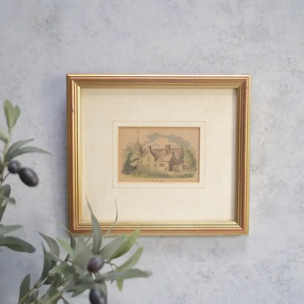 アンティークリトグラフピクチャー 版画 Vicarage House イギリス アンティーク雑貨