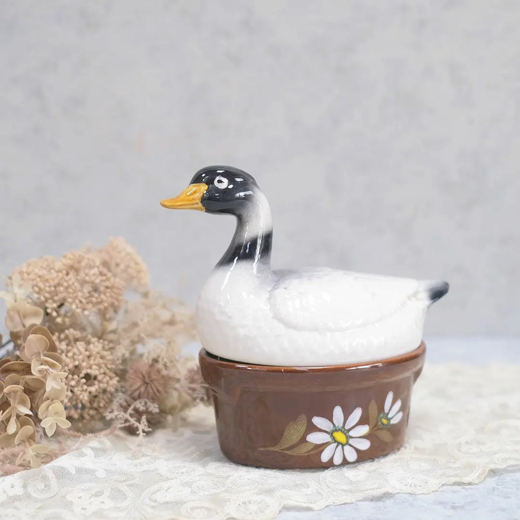 ヴィンテージ ダックテリーヌポット フランス 陶器 鴨