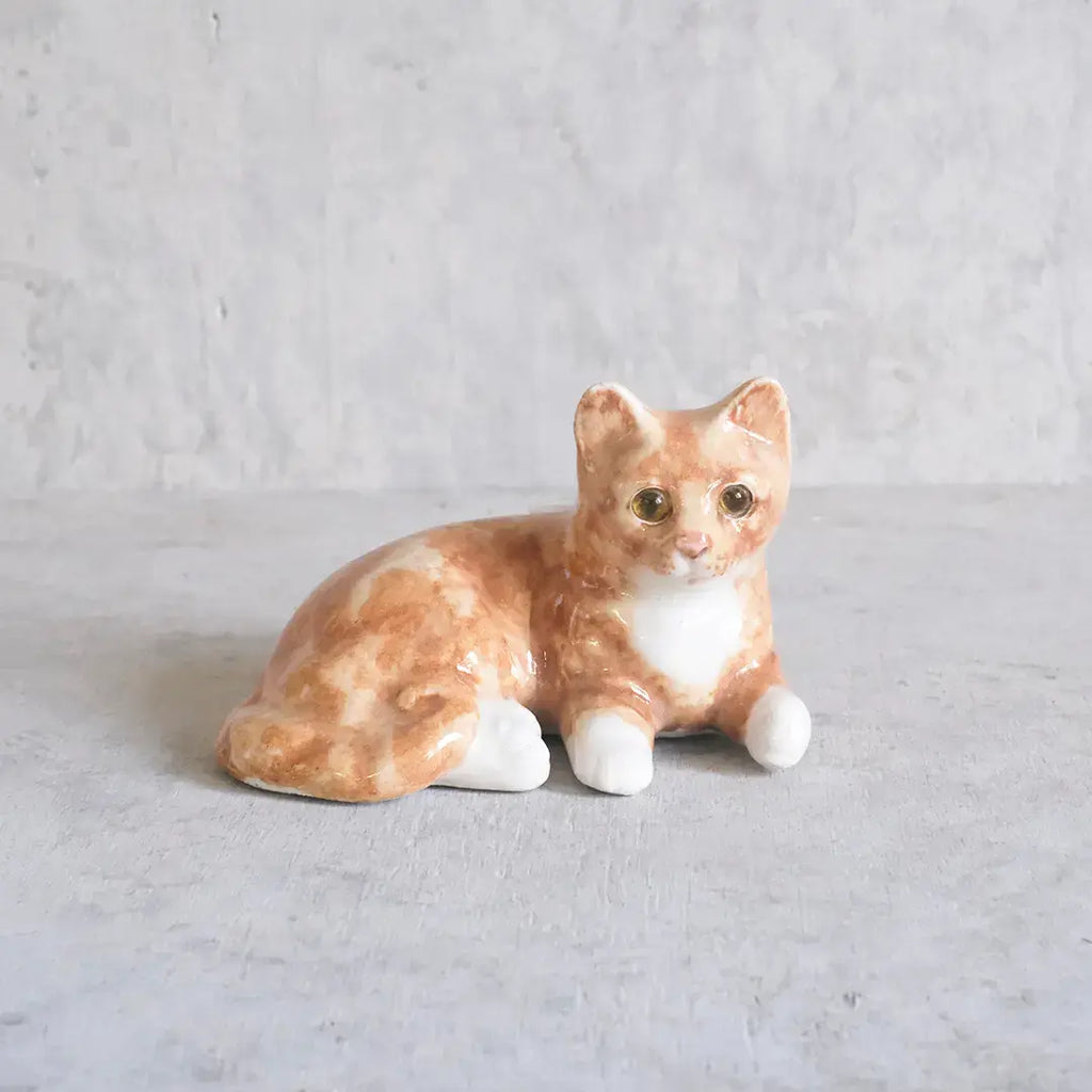 ヴィンテージ WINSTANLEY CAT/ケンジントンキャット・寝そべる茶トラ子猫 イギリス 陶芸作家Jenny Winstanley 置物