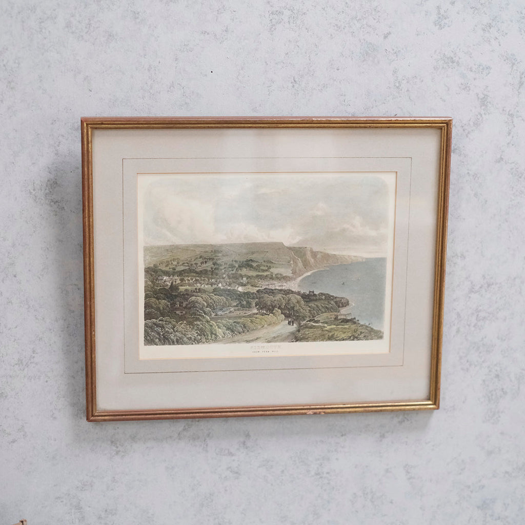 アンティークリトグラフ 湾岸都市プリマス イギリス 石版画
