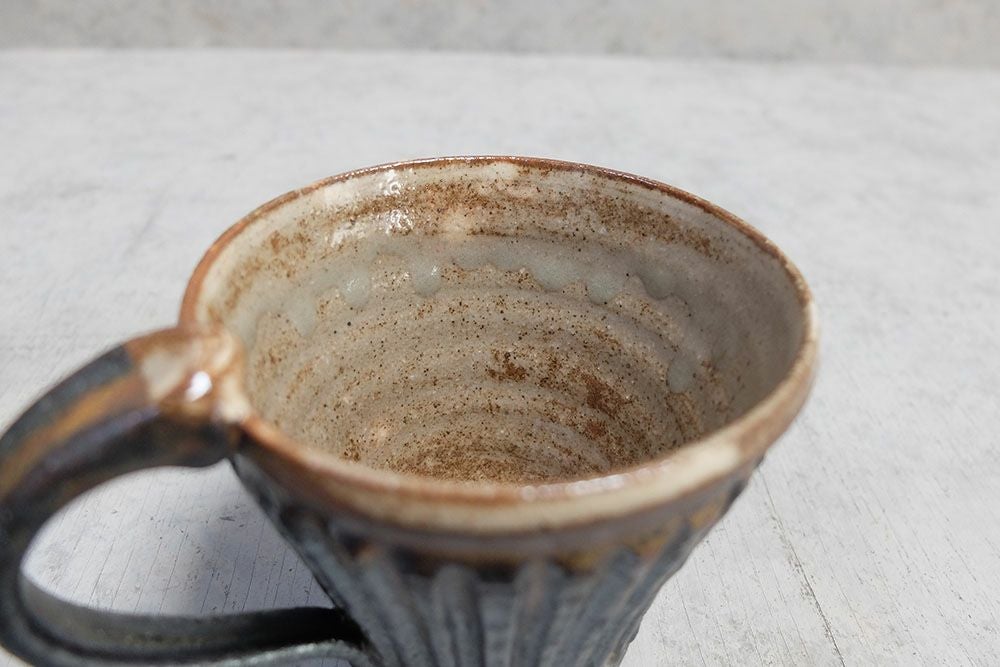 笠間焼【益子淳一】・しのぎマグカップ/作家のうつわ 2色展開 カフェ 和食器5