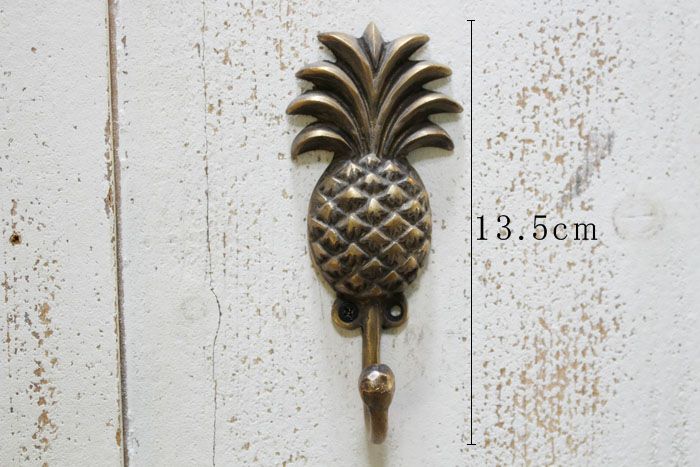 オールドブラス・パイナップルフック/アンティーク調古色真鍮の壁掛け