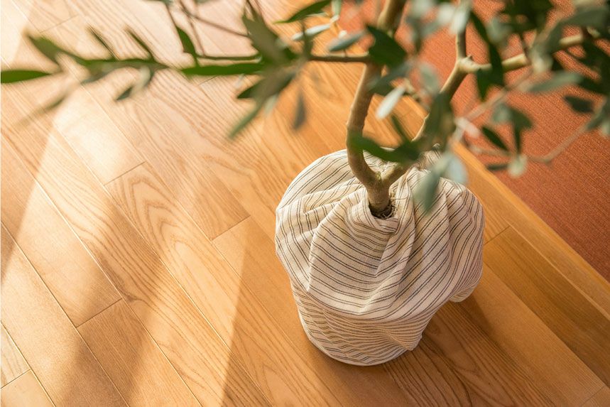 植木鉢をくるむコットンファブリック3