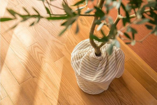 植木鉢をくるむコットンファブリック3
