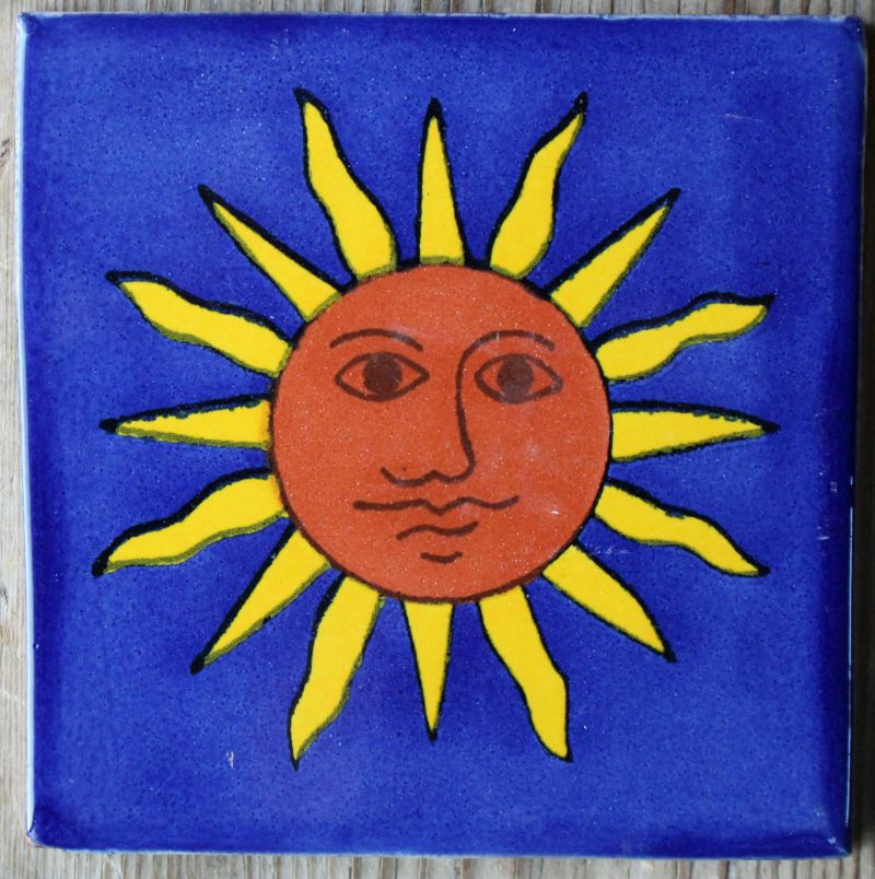 (u)メキシコ・テラコッタタイル/10cm×10cm カラフルな手作り陶器製タイル