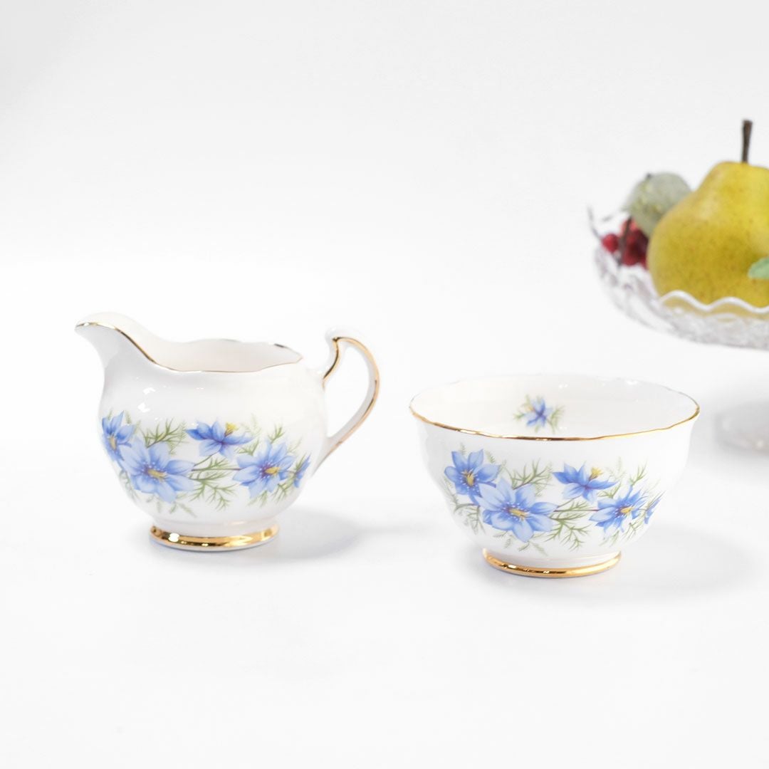 イギリスのビンテージColcloughシュガーポットとミルクジャグ内部8