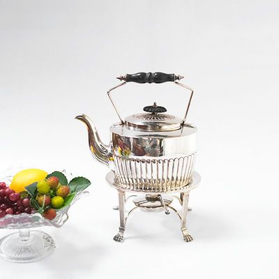 イギリス製アンティーク・シルバープレートティーケトル&ウォーマースタンド11