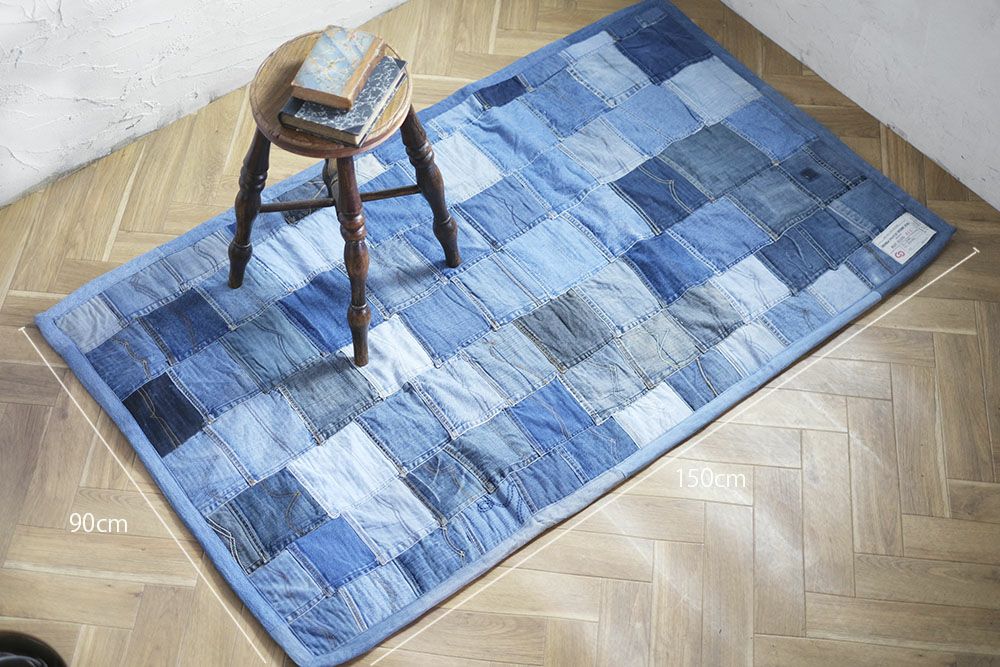 デニムマットラグパッチワーク デニムのパッチワークラグマット90x150cm | アンティークショップ&雑貨