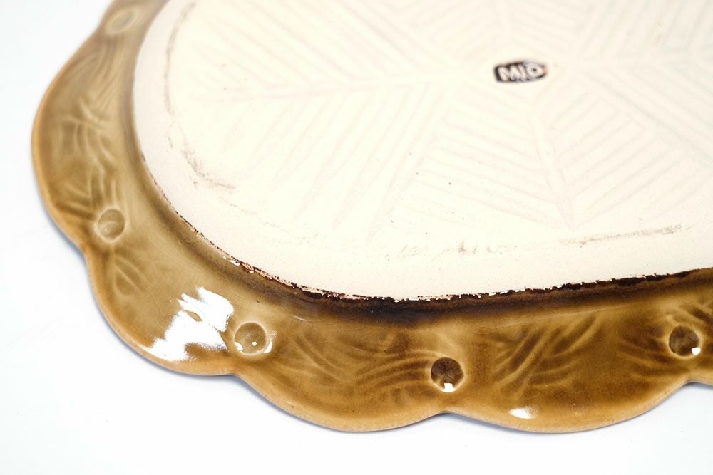 やちむん 沖縄 新里みお オオゴチョウ花リムプレート オーバル皿65