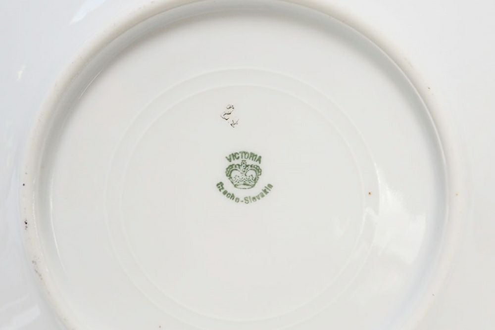 ヴィンテージカップトリオ チェコスロバキア VICTORIAパンジー 陶器/アンティーク食器
