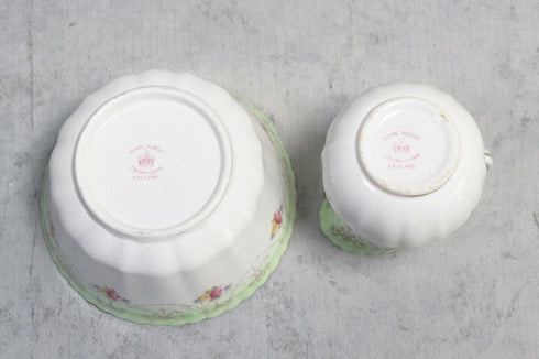 アンティークミルクポット シュガーボウル イギリス ROYAL ALBERT CROWN CHINAバックスタンプ6
