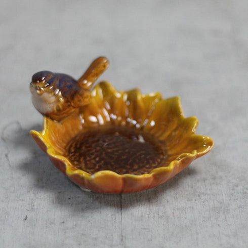 陶器のバードトレイ 花と小鳥 アクセサリー 収納3