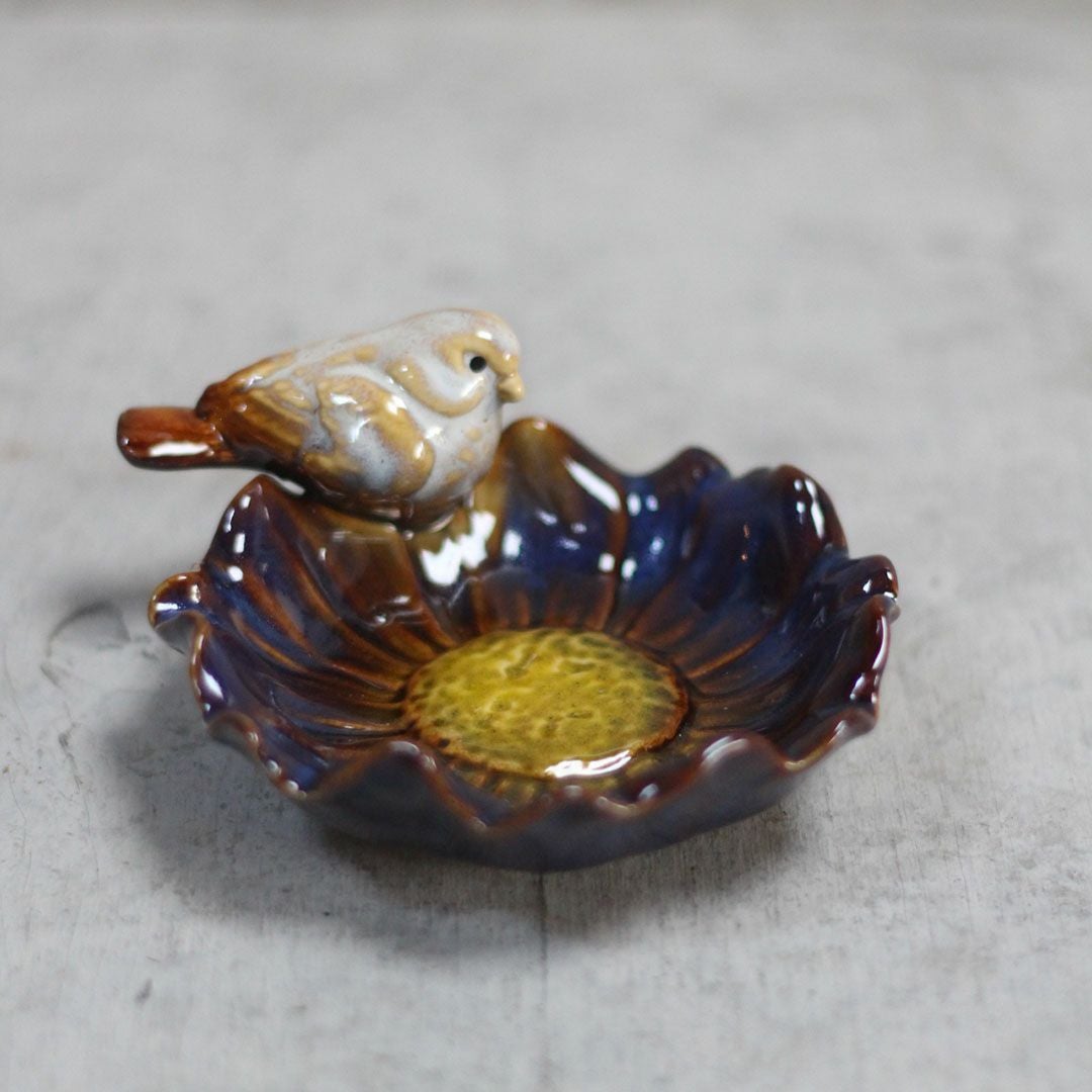 陶器のバードトレイ 花と小鳥 アクセサリー 収納4