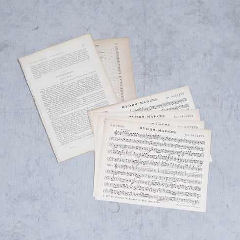 ヨーロッパアンティーク楽譜と洋書の1ページの6枚セット3