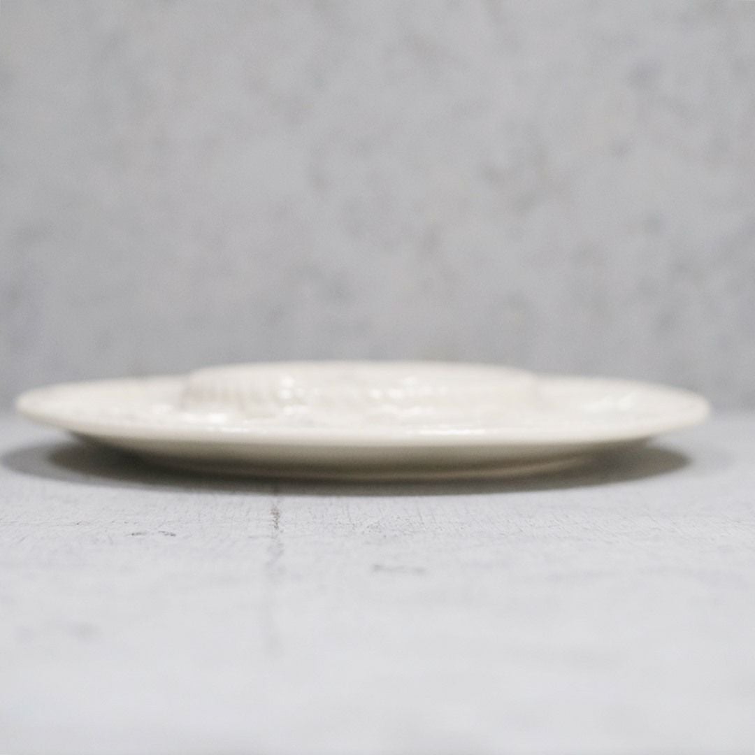 ヴィンテージオイスタープレート フランス 牡蠣専用皿 陶器 特大サイズ22