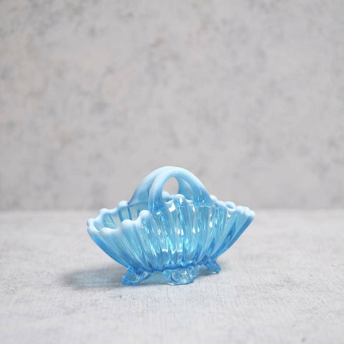 アンティークアートガラスオブジェ ヴァセリングラス イギリス 青22