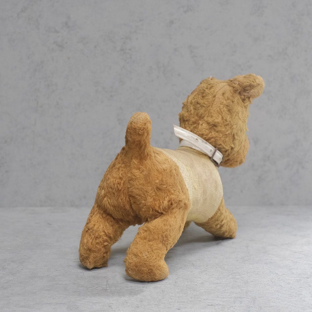 ヴィンテージぬいぐるみ フランス 首輪をつけた犬のスタッフドトイ4