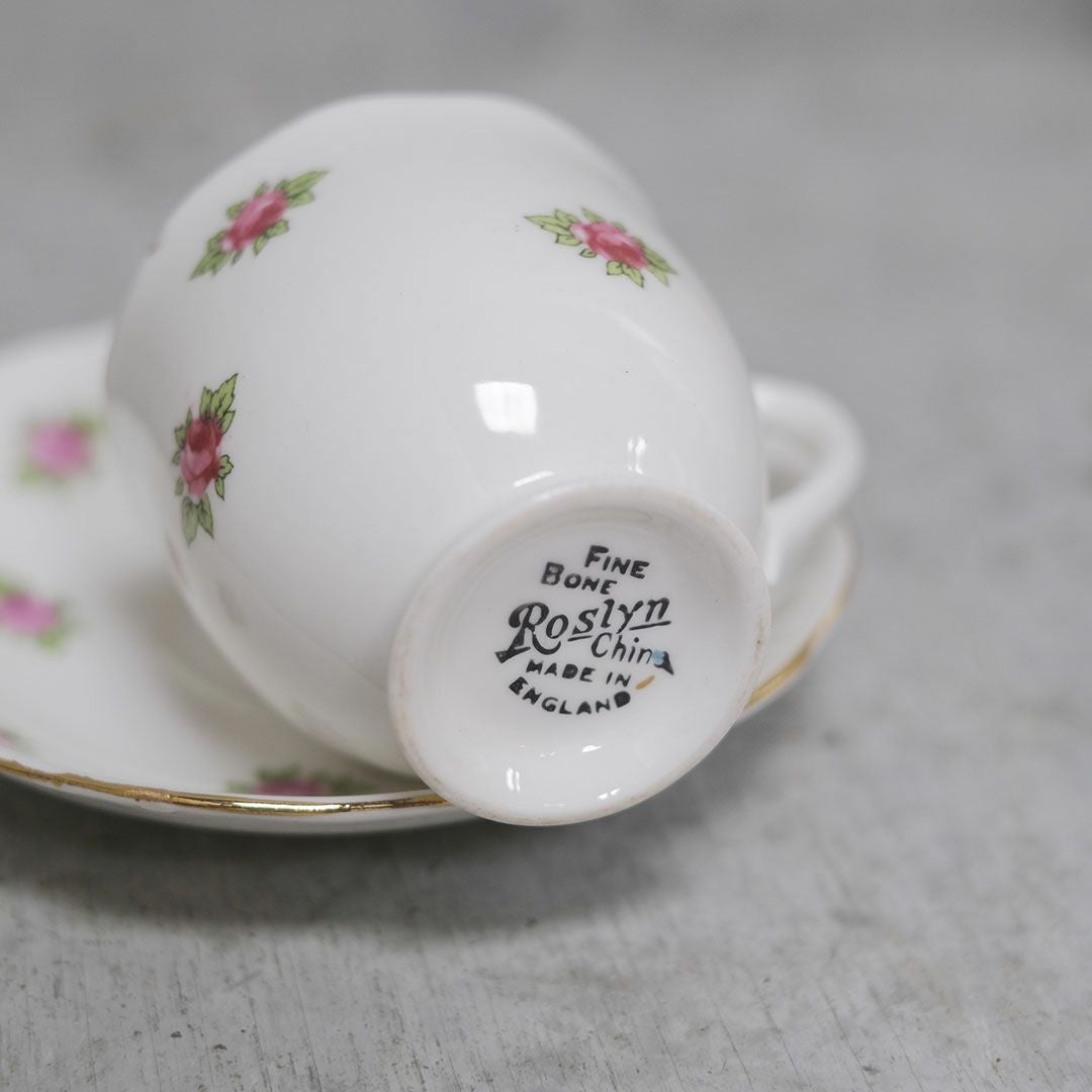 アンティーク Roslyn China ティーカップトリオ ミルクジャグ シュガーボウル アンティーク食器5