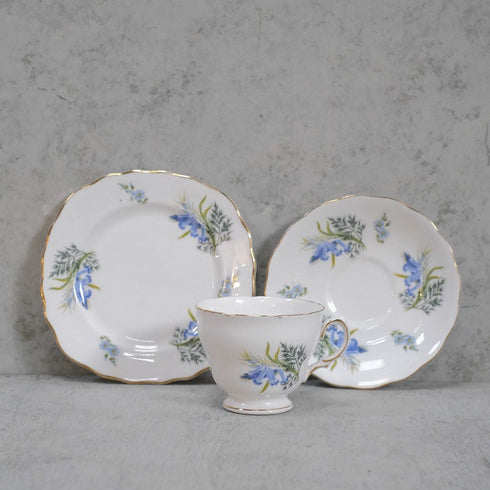 ヴィンテージティーカップトリオ Blue Trumpet Flowers イギリス33