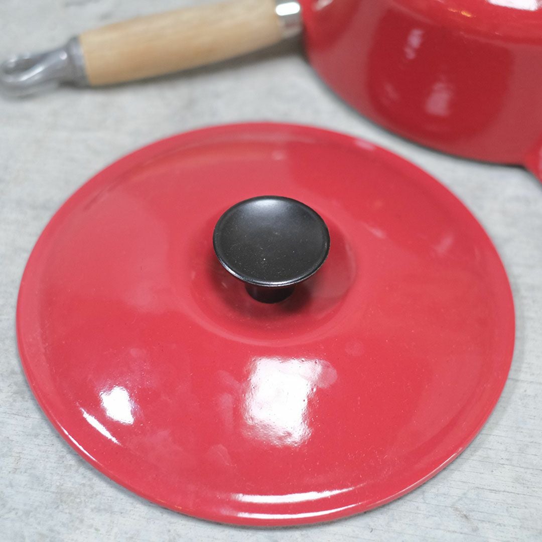 ヴィンテージ Le Creuset(ルクルーゼ)鍋 赤 片手鍋 フランス L55