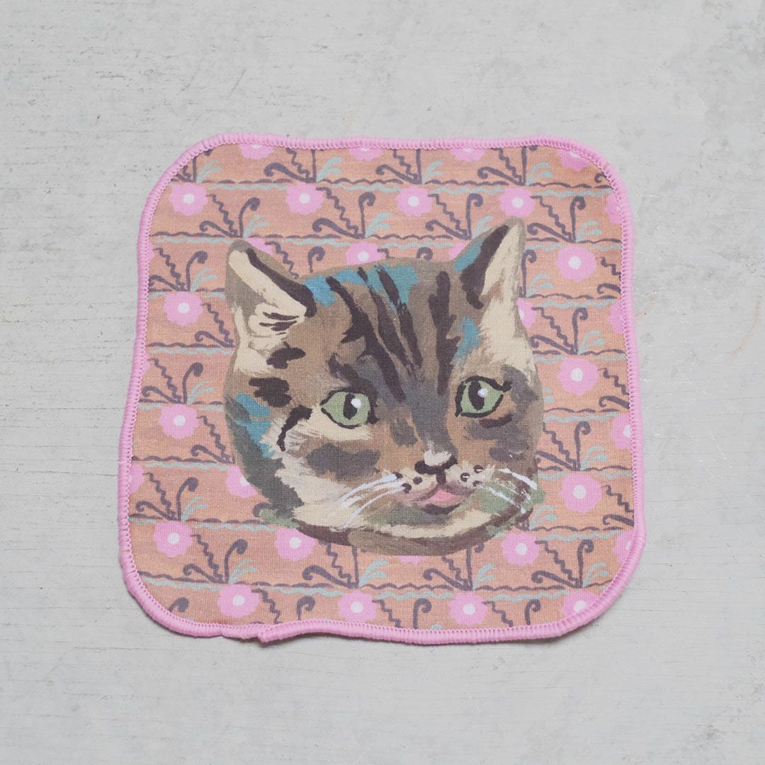 Nathalie Lete(ナタリーレテ)/ガーゼタオルハンカチ ねこピンク メガネ拭き スマホ拭き1