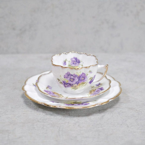 アンティークティーカップトリオ MELBA メルバPansy パープルパンジー アンティーク食器11