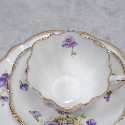 アンティークティーカップトリオ MELBA メルバPansy パープルパンジー アンティーク食器66