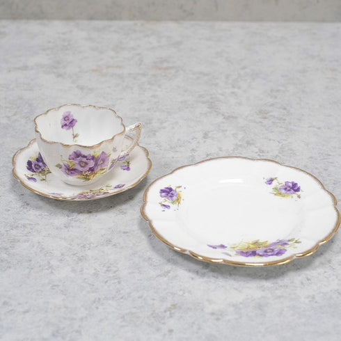 アンティークティーカップトリオ MELBA メルバPansy パープルパンジー アンティーク食器77