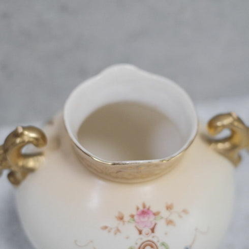 アンティークフラワーベース イギリス CROWN DEVON 陶器の花瓶 鳥と花43