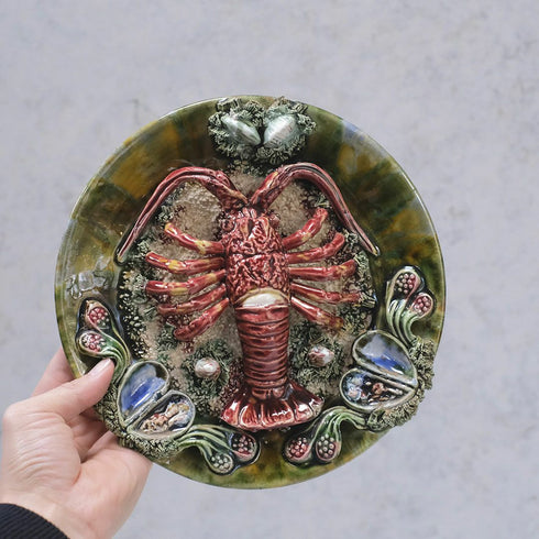 アンティークマヨリカプレート バルボティーヌ皿 アート作品 陶器 ロブスター11
