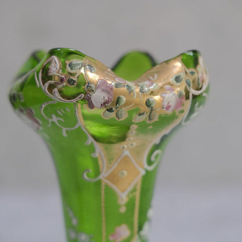 ヴィンテージフラワーベースベネチアンガラスエナメル彩色 MURANO 花瓶44