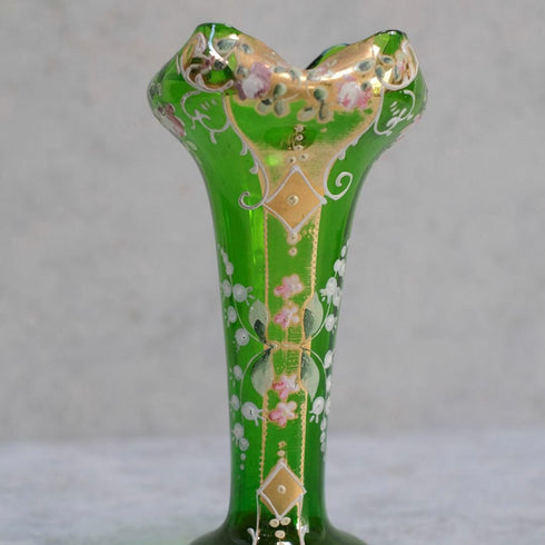 ヴィンテージフラワーベースベネチアンガラスエナメル彩色 MURANO 花瓶55