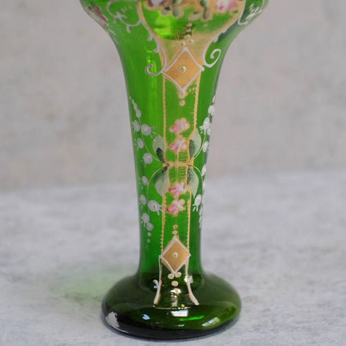 ヴィンテージフラワーベースベネチアンガラスエナメル彩色 MURANO 花瓶66
