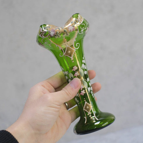 ヴィンテージフラワーベースベネチアンガラスエナメル彩色 MURANO 花瓶99