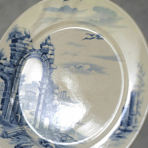 フランス アンティーク皿 GIEN 遺跡と鳥 23.5cm44