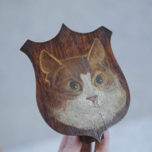 アンティーク 手描きの猫の肖像画 飾りスタンド イギリス 19世紀 置物5