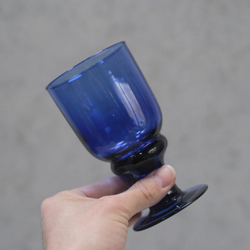 ヴィンテージ 青いグラス フランス 吹きガラス 手作り ワイングラス2